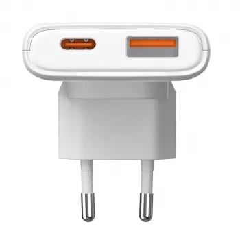 Akyga AK-CH-31 chargeur USB GaN plat 65 W, USB-C PD + USB-A, blanc