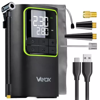 Pompe à air rechargeable VAYOX VA0409 4000 mAh cylindre 19 mm gonfleur de pneus numérique