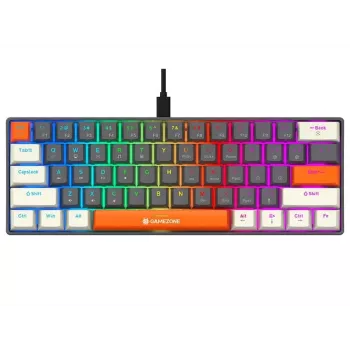 Clavier gaming mécanique filaire Tracer GameZone Claws 61, disposition 60 %, switches bleus, rétroéclairage RGB, gris