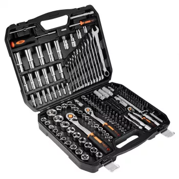 Ensemble de clés à douilles NEO TOOLS 1/4 inch, 3/8 inch, 1/2 inch carré, 219 pièces, acier chrome-vanadium