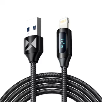 Câble Wozinsky WUALC2 USB-A vers Lightning avec affichage LED, 2,4 A, 2 m, noir