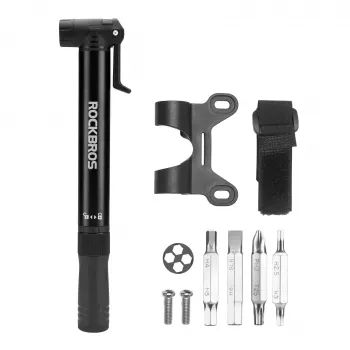 ROCKBROS Pompe à vélo portative 42320010001 avec tournevis - Noir