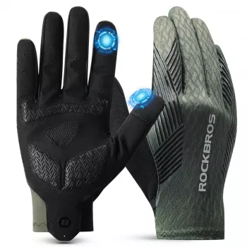 Gants de cyclisme ROCKBROS à doigts courts taille L vert-noir