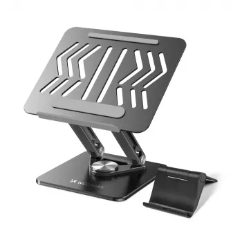 Wozinsky Support d'ordinateur portable 360° noir avec support de téléphone