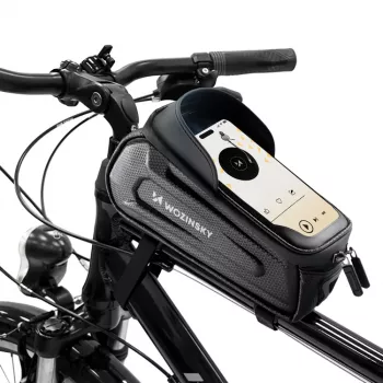 Sacoche de cadre de vélo Wozinsky renforcée avec poche pour téléphone 1,7 L, noire