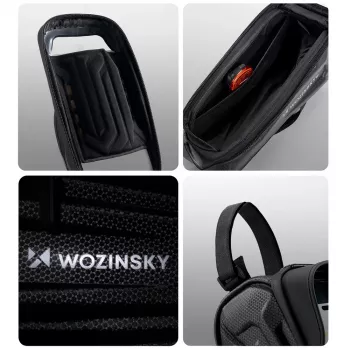 Sacoche de cadre de vélo Wozinsky renforcée avec poche pour téléphone 1,7 L, noire