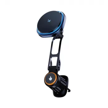Support voiture Wozinsky WCT5-6S2Y avec chargeur sans fil Qi/MagSafe 15W et ventilateur pour grilles d'aération - noir