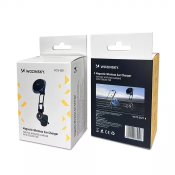 Support voiture Wozinsky WCT5-6S2Y avec chargeur sans fil Qi/MagSafe 15W et ventilateur pour grilles d'aération - noir