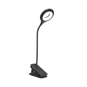 WOZINSKY Lampe de lecture LED sans fil mini avec pince et câble USB-C - Noir