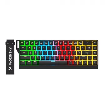 Wozinsky WKGP-1165 Clavier gaming mécanique, rétroéclairage RGB, noir, switches Outemu Blue, format complet, filaire USB