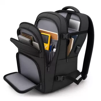 Wozinsky WPW-20L Sac à dos de voyage avec compartiment ordinateur portable jusqu'à 15 pouces, 40x20x25 cm, bagage cabine, 20L - Noir