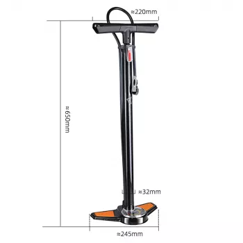 Pompe à pied ROCKBROS GP6532B avec manomètre - noir/orange
