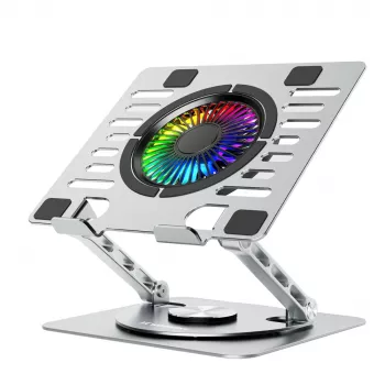 Wozinsky WDCX-X16-AS CoolBase Support de refroidissement RGB pour ordinateur portable et tablette avec rotation à 360° - Argent