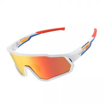 ROCKBROS SP383 Shining Warrior Lunettes de cyclisme - Monture blanc mat, verres rouges polarisés