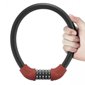 Antivol câble ROCKBROS RKS570-RD – combinaison à 4 chiffres, câble en acier 1,2 m, rouge