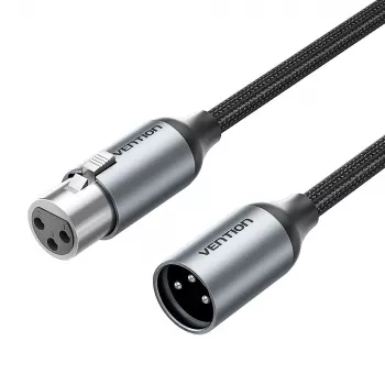 VENTION BKHHI XLR Microphone Cable 3m Black Nylon Braided with Aluminum Connectors