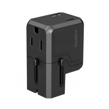 CHOETECH PD6038 38W GaN USB-C Charger with USB-A, Interchangeable Plugs (EU/US/UK/AU) - Black