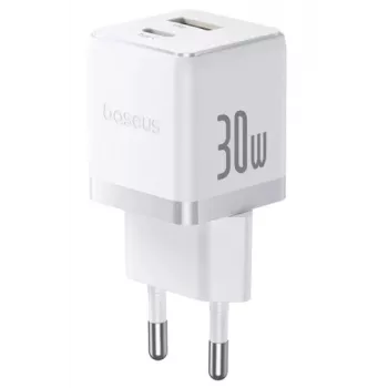 Chargeur mural Baseus Palm 30W USB-C USB-A blanc fiche EU