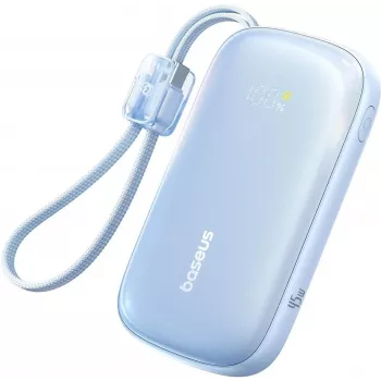 Powerbank Baseus EnerFill FC21 Qpow 3 Ultra 10000 mAh 45 W avec câble USB-C/Lightning détachable - bleue