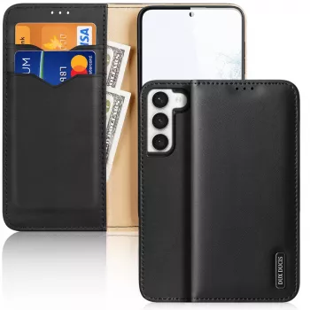 Dux Ducis Hivo Flip Wallet Case for Samsung Galaxy S23+ with RFID Blocking, Black