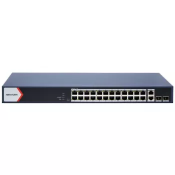 Switch PoE Gigabit Hikvision DS-3E1528P-EI(O-STD), 24x PoE RJ45, 2x RJ45, 2x SFP