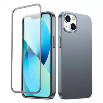 Coque intégrale 360 Joyroom pour iPhone 13, protection avant et arrière + verre trempé, Tarnish Grey (JR-BP927)