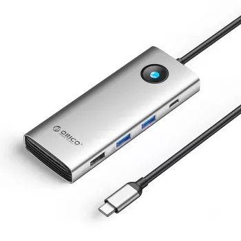 Station d'accueil USB-C ORICO PW11 8-en-1, 2x USB-A 3.0, 1x USB-A 2.0, 1x USB-C 3.0, 1x USB-C PD 100W, 1x HDMI 4K 60Hz, 1x VGA 1080P 60Hz, 1x RJ45 Gigabit Ethernet, argent