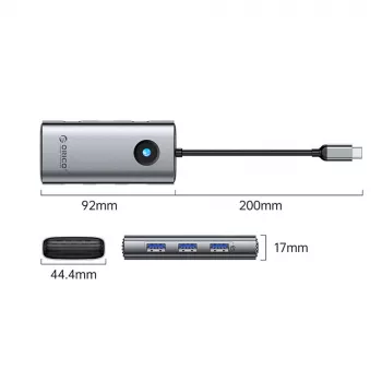 Station d'accueil USB-C ORICO PW11 6-en-1, 3x USB-A 3.0, 1x USB-C PD 100W, 1x HDMI 4K 30Hz, 1x RJ45 2.5G Ethernet, gris