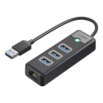 Hub USB ORICO PW3UR25-U3 4 ports avec 3x USB-A 3.0 et Ethernet 2.5G, câble 1m, noir