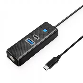 Hub USB-C ORICO PW3UR25-C3 3 ports avec Ethernet 2.5G, câble 0,5m, noir