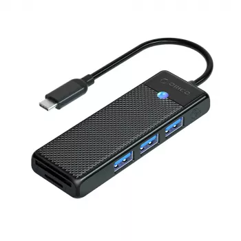 Hub USB 3.0 ORICO PAPW3AT-U3 4 ports avec lecteur de cartes SD/MicroSD, câble 1,8m, noir