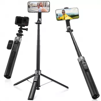 K&F Concept X97-C perche à selfie trépied 180 cm avec support magnétique MagSafe et télécommande Bluetooth (noir)