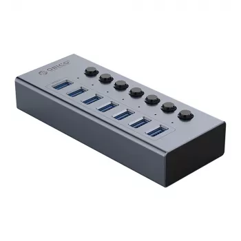 Hub ORICO BT2U3-7AB USB 3.0 7 ports avec interrupteurs individuels - Gris