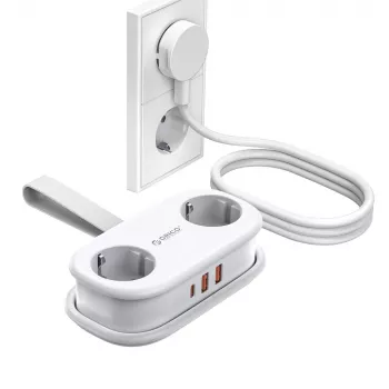 ORICO AP3 20W GaN Power Strip 5-in-1 2x AC + 2x USB-A + 1x USB-C - White