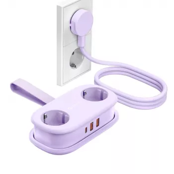 ORICO AP3 20W GaN 5-in-1 Power Strip, 2x AC + 2x USB-A + 1x USB-C, Purple, 1.5m Cable