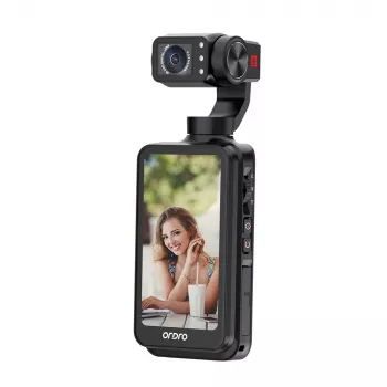 Ordro Pocket M5 caméra d'action 5K avec nacelle 3 axes, 12MP, Wi-Fi, noir