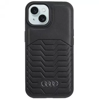 Coque rigide MagSafe en cuir synthétique Audi pour iPhone 15 Plus / 14 Plus 6,7 inch - noire