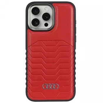 Coque rigide MagSafe en cuir synthétique Audi pour iPhone 15 Pro Max 6,7 rouge AU-TPUPCMIP15PM-GT/D3-RD