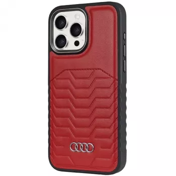 Coque rigide MagSafe en cuir synthétique Audi pour iPhone 15 Pro Max 6,7 rouge AU-TPUPCMIP15PM-GT/D3-RD