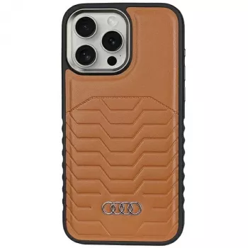 Coque rigide MagSafe en cuir synthétique Audi pour iPhone 15 Pro 6,1 inch - marron