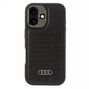 Coque rigide MagSafe Audi en cuir synthétique pour Apple iPhone 16 6,1 - noire