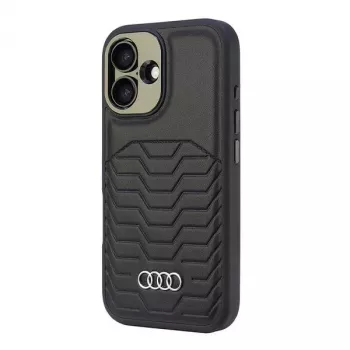 Coque rigide MagSafe Audi en cuir synthétique pour Apple iPhone 16 6,1 - noire