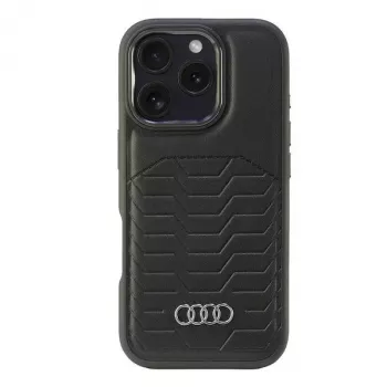 Coque rigide MagSafe Audi en cuir synthétique pour iPhone 16 Pro 6,3 noire