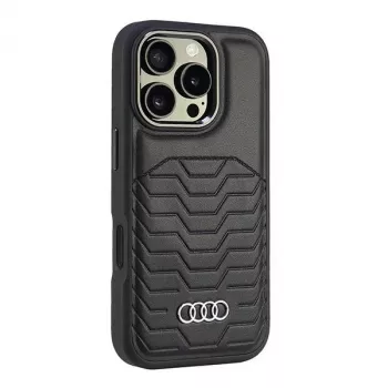Coque rigide MagSafe Audi en cuir synthétique pour iPhone 16 Pro 6,3 noire