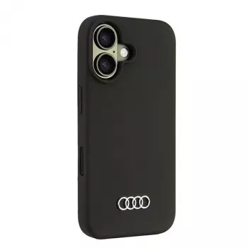 Coque rigide Audi en silicone pour iPhone 16 6,1 pouces - noire AU-LSRIP16-Q3/D1-BK