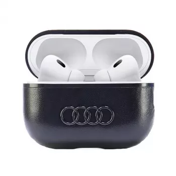 Housse Audi en cuir Big Logo pour AirPods Pro 2 noire AU-APP2-GT/D3-BK