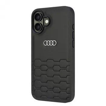Coque rigide Audi en similicuir pour iPhone 16 Plus 6,7 pouces - noir