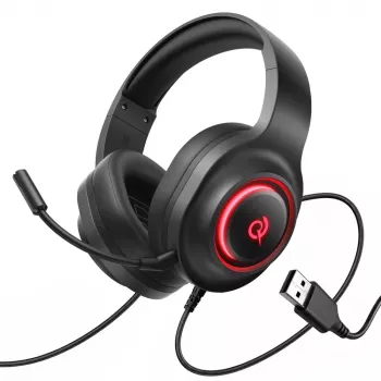 Casque gaming filaire QCY V200 Pro avec son surround virtuel 7.1 et microphone détachable - Noir