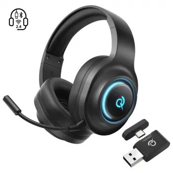 Casque gaming tri-mode QCY Heroad V200 avec son surround 7.1, batterie 240h, microphone détachable - Noir