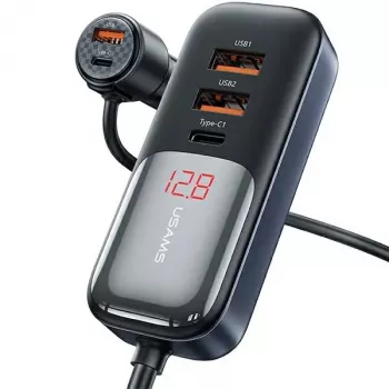USAMS C40 Car Charger 3xUSB+2xUSB-C 165W PD+QC Fast Charge Black CC213CC01 (US-CC213)